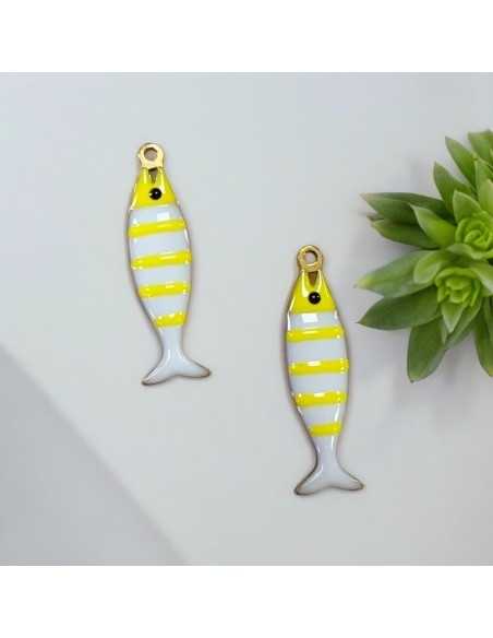 Ciondolo pesce a righe in acciaio oro 6.5x26 mm vari colori 1pz |GDO