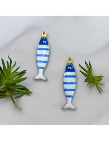 Ciondolo pesce a righe in acciaio oro 6.5x26 mm vari colori 1pz |GDO