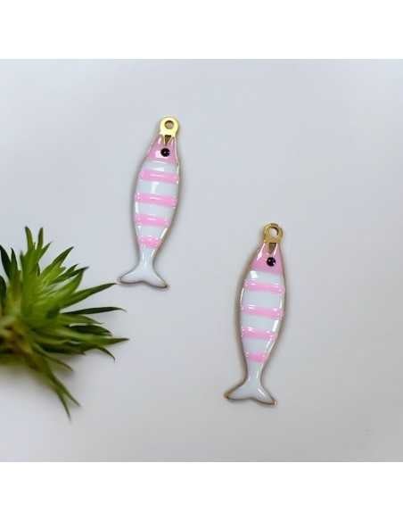 Ciondolo pesce a righe in acciaio oro 6.5x26 mm vari colori 1pz |GDO