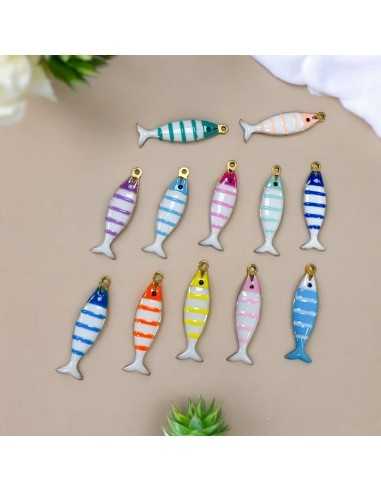 Ciondolo pesce a righe in acciaio oro 6.5x26 mm vari colori 1pz |GDO