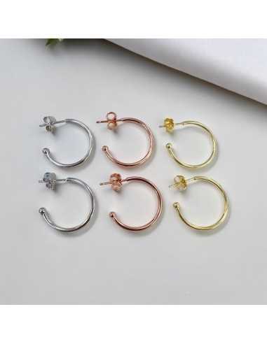 Orecchini Cerchietti Argento 925 Oro Rosa 20mm, Spessore 1.6mm 1 paio | GDO