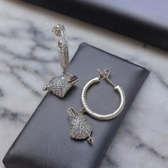Orecchini Cerchio 20mm con Cuore 10mm e Freccia in Zircone Rodio Bianco | GDO