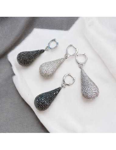Orecchini in Argento 925 con Gocce di Zirconi Scintillanti 1 paio