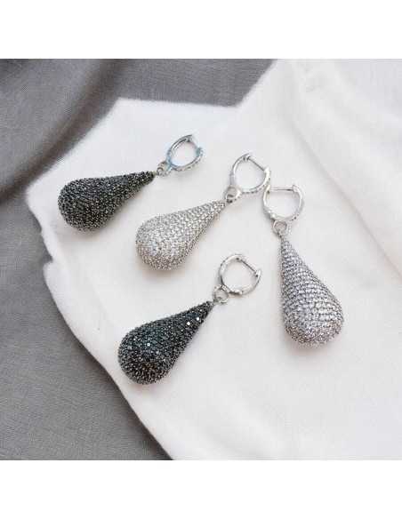 Orecchini in Argento 925 con Gocce di Zirconi Scintillanti 1 paio