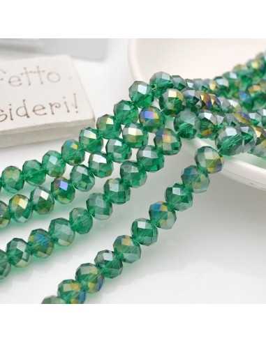 Filo di Mezzi Cristalli cinesi Verde Smeraldo AB rondelle cipollotti 6x8mm sfaccettati briolette 65-70pz