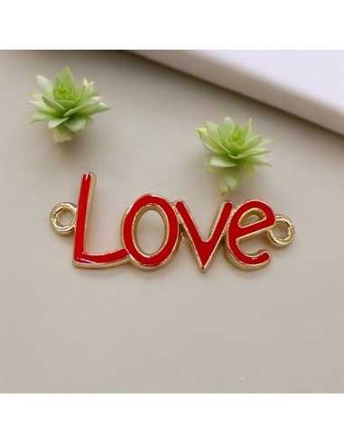 Connettore smaltato Love metallo zamak 16x40 mm 1pz colori vari Gioie d'Oriente