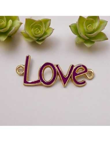 Connettore smaltato Love metallo zamak 16x40 mm 1pz colori vari Gioie d'Oriente