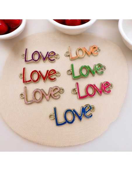 Connettore smaltato Love metallo zamak 16x40 mm 1pz colori vari Gioie d'Oriente