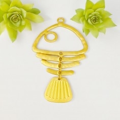 Grande pendente a forma di pesce 68x114 mm in zama argento e oro 1pz | GDO 2