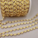 Catena in Acciaio Oro con Margherite Smaltate 6mm - 50cm