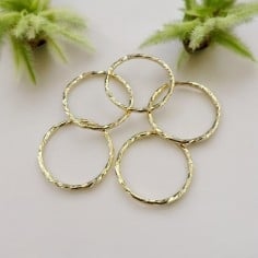 Anelle chiuse torcigliate in argento 925 placcato oro 12 mm 10pz Gioie d'Oriente