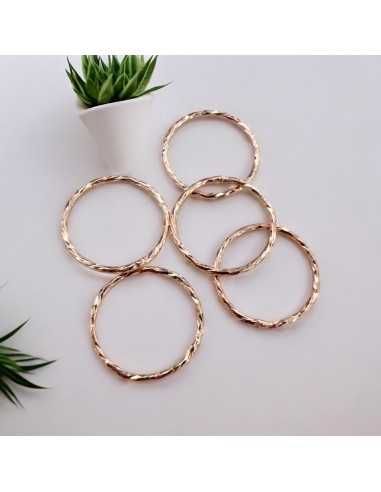 Anelle chiuse torcigliate in argento 925 placcato oro rosa 12 mm 10pz Gioie d'Oriente