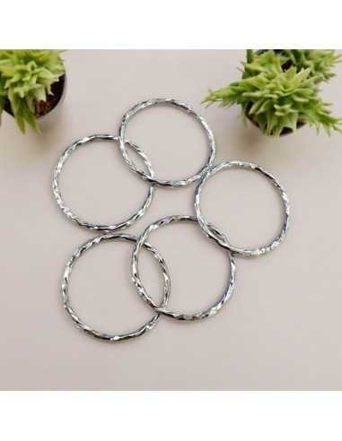 Anelle chiuse torcigliate in argento 925 placcato argento rodio 12 mm 10pz Gioie d'Oriente