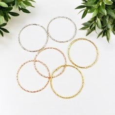 Connettore tondo vuoto in argento 925 diamantato 25 mm 1pz Gioie d'Oriente
