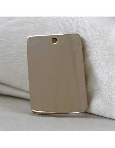 Ciondolo piastra rettangolare in acciaio inossidabile rodio 15x22 mm 1pz Gioie d'Oriente