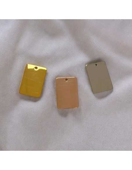 Ciondolo piastra rettangolare in acciaio inossidabile 15x22 mm 1pz colori vari Gioie d'Oriente
