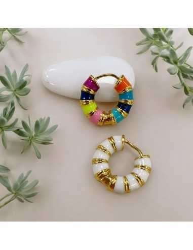 Orecchini in ottone a cerchio decorati e smaltati 20mm | GDO