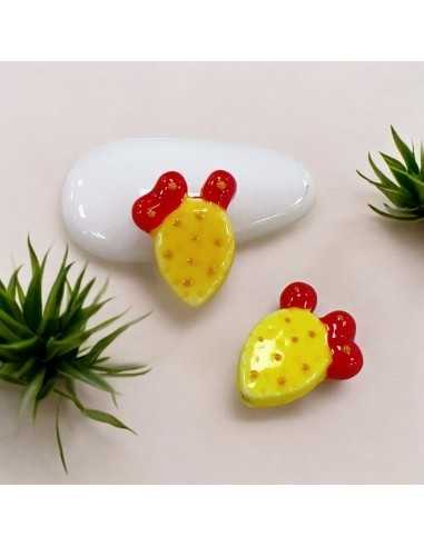 Cactus in ceramica smaltata giallo con pois 17x13mm 1pz | GDO