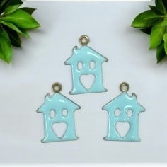 Ciondolo a forma di Casa in ottone smaltato  11.5x15mm 1pz | GDO 2