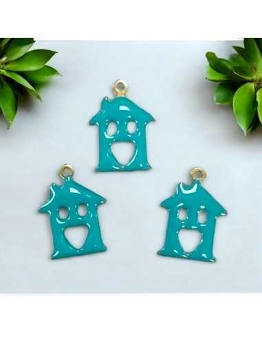 Ciondolo a forma di Casa in ottone smaltato tiffany 11.5x15mm 1pz | GDO