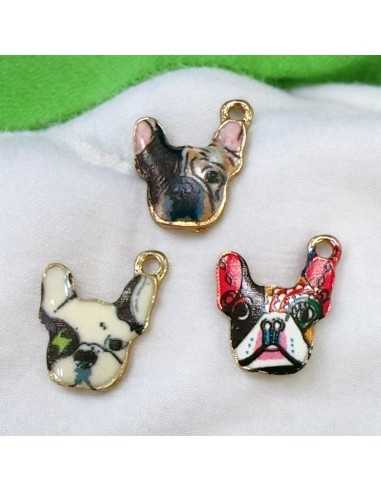 Ciondolo Bulldog francese in ottone smaltato in vari colori 20x15mm 1pz | GDO