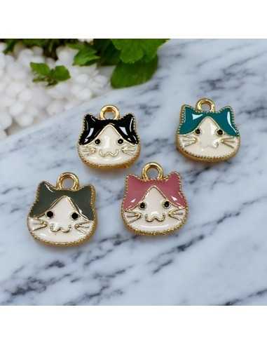 Ciondolo a forma di Gattino in ottone smaltato in vari colori 15mm 1pz | GDO