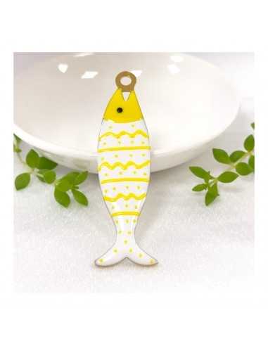 Ciondolo Pesce grande in Acciaio oro smaltato giallo 22x75mm 1pz | GDO