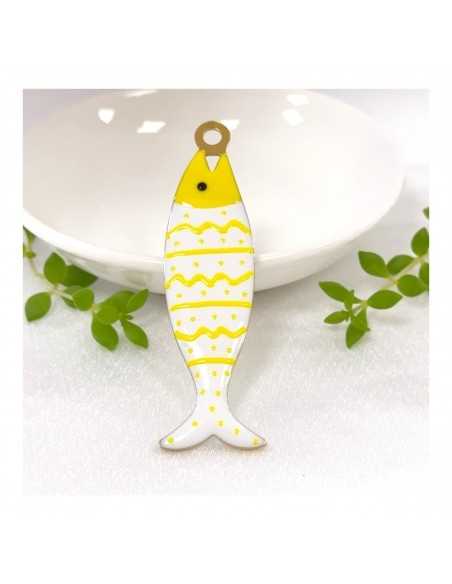 Ciondolo Pesce grande in Acciaio oro smaltato giallo 22x75mm 1pz | GDO