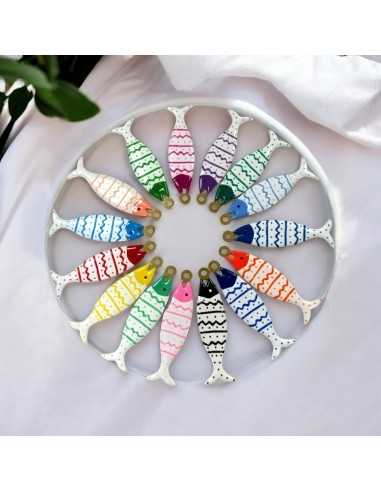 Ciondolo Pesce grande in Acciaio oro smaltato in vari colori 22x75mm 1pz | GDO