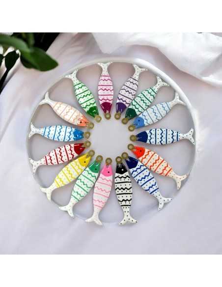 Ciondolo Pesce grande in Acciaio oro smaltato in vari colori 22x75mm 1pz | GDO