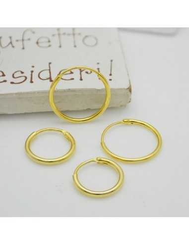 Orecchini Cerchio in Argento 925% colore oro Lisci Made in Italy Unisex 8-20mm