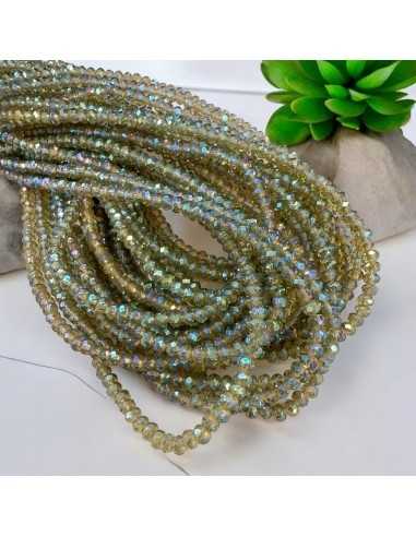 Filo di Mezzi Cristalli Verde AB Rondelle 2x3mm Sfaccettati Briolette 200pz |GDO