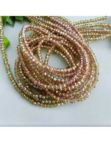 Filo di Mezzi Cristalli Lilla Rosa Antico Rondelle 2x3mm Sfaccettati Briolette 170pz GDO | Gioie d'Oriente