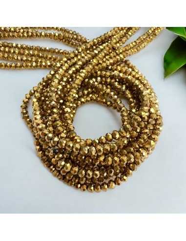 Filo di Mezzi Cristalli Color Oro lucido Rondelle 2x3mm Sfaccettati Briolette 200pz |GDO