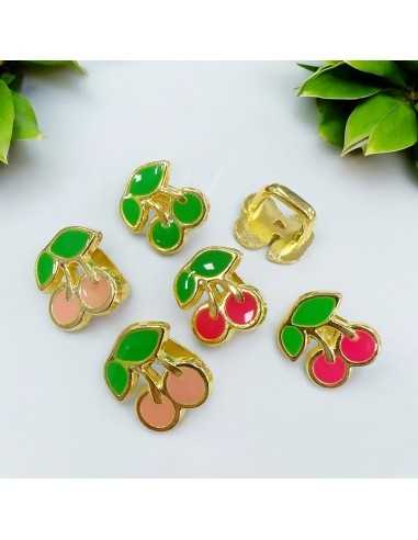 Distanziatori Smaltati Rosa Fucsia e Verde a Forma di Ciliegia - 2 Pezzi |GDO