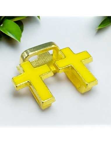 Distanziatori Smaltati base oro a Forma di Croce di 12x18mm- 2 Pezzi