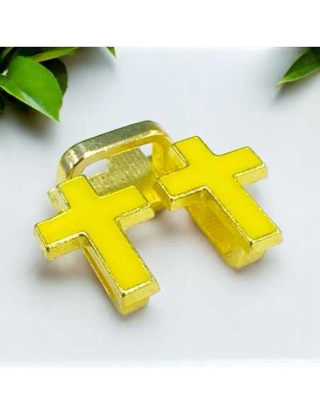 Distanziatori Smaltati base oro a Forma di Croce di 12x18mm- 2 Pezzi