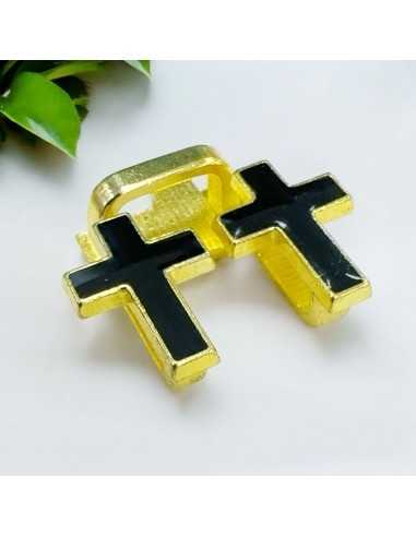 Distanziatori Smaltati base oro a Forma di Croce di 12x18mm- 2 Pezzi