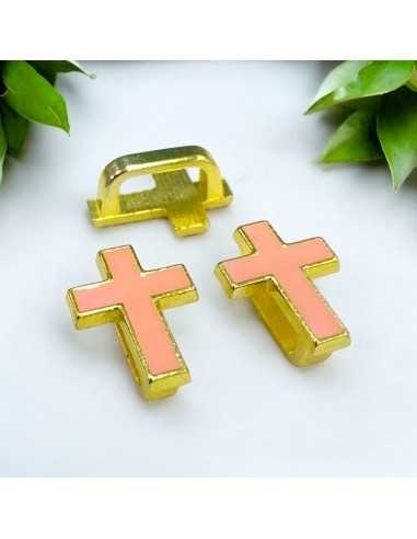 Distanziatori Smaltati base oro a Forma di Croce di 12x18mm- 2 Pezzi