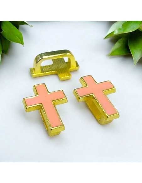 Distanziatori Smaltati base oro a Forma di Croce di 12x18mm- 2 Pezzi