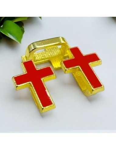 Distanziatori Smaltati base oro a Forma di Croce di 12x18mm- 2 Pezzi