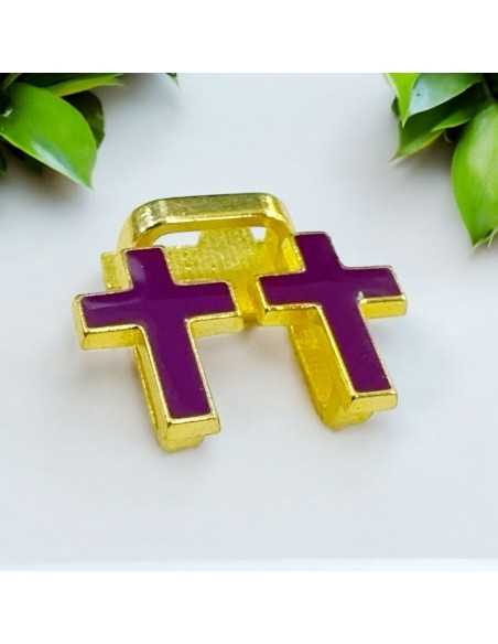 Distanziatori Smaltati base oro a Forma di Croce di 12x18mm- 2 Pezzi
