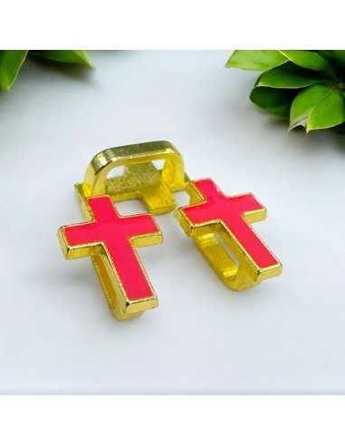 Distanziatori Smaltati base oro a Forma di Croce di 12x18mm- 2 Pezzi