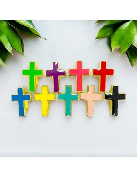 Distanziatori Smaltati base oro a Forma di Croce di 12x18mm- 2 Pezzi