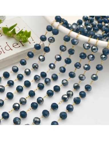 Catena rosario con cristalli 3 x 4 mm 50 CM base oro in acciaio colore Petriolo per le tue creazioni!!