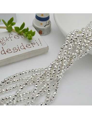 Filo di Mezzi Cristalli a Rondelle sfaccettate colore Bianco Metallizzato 2x3mm 160pz | GDO