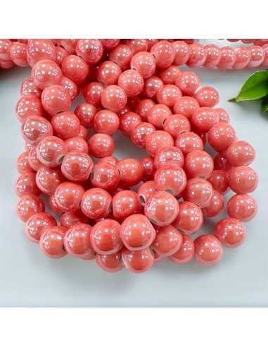 Filo di perle rotonde in ceramica smaltata 8 mm 47pz Gioie d'Oriente