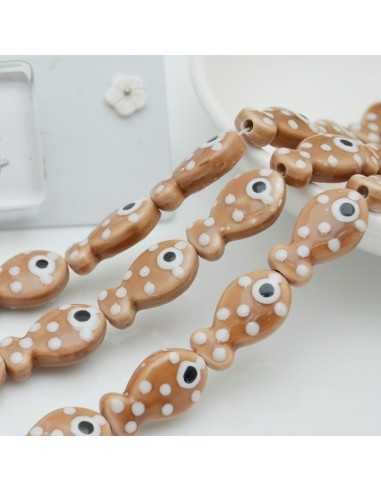 Filo di Pesciolini a Pois in Ceramica colore Marrone chiaro 11x19mm 16pz | GDO
