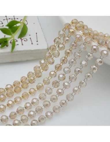 Catena rosario in acciaio con cristalli colore Beige AB 2.5x3.5mm 50cm