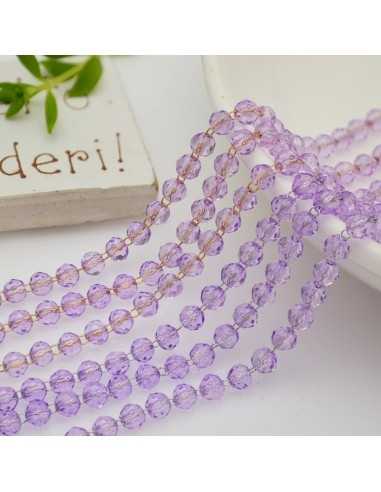 Catena rosario in acciaio con cristalli colore Lilla Trasparente 2.5x3.5mm 50cm | GDO